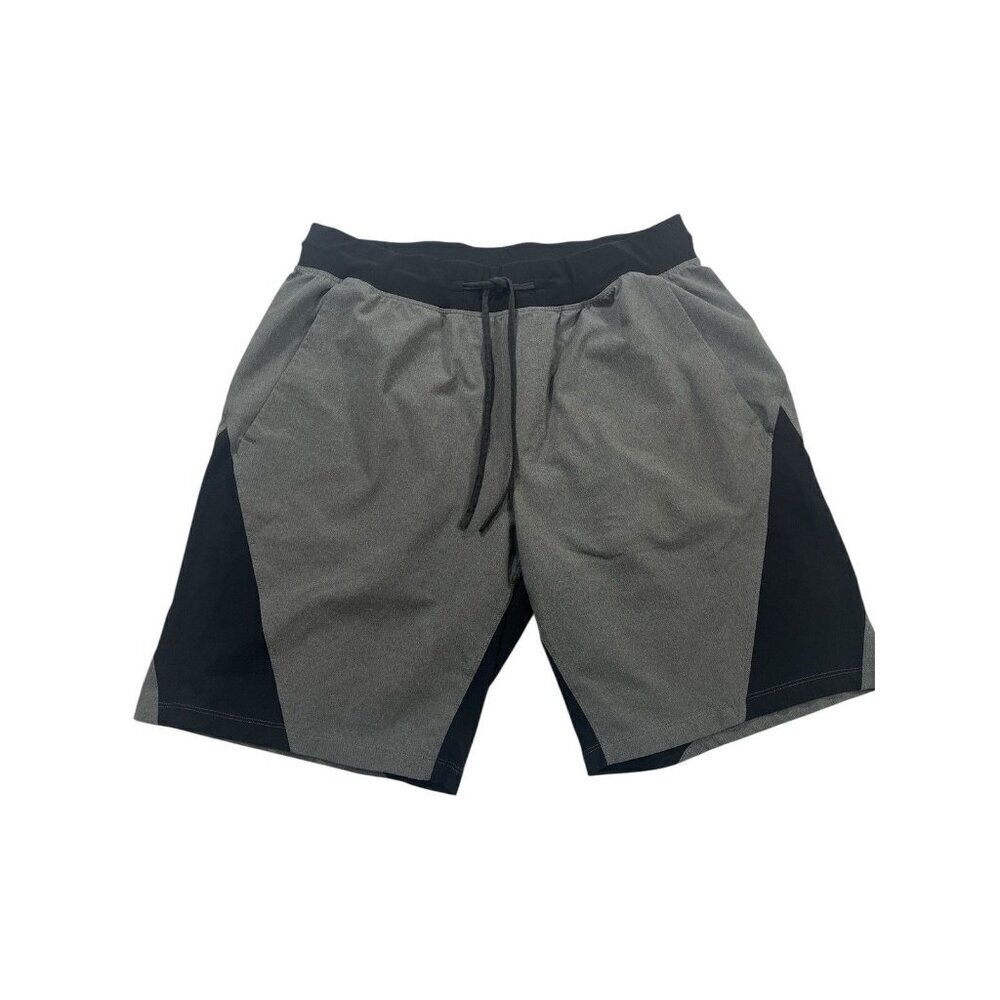 Lululemon Namaste At The Beach Shorts Mens Medium Gray Black Inner Tights Liner - Picture 1 of 3